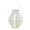 7" White Integrated Floral Pattern Outdoor Solar Lantern with Handle